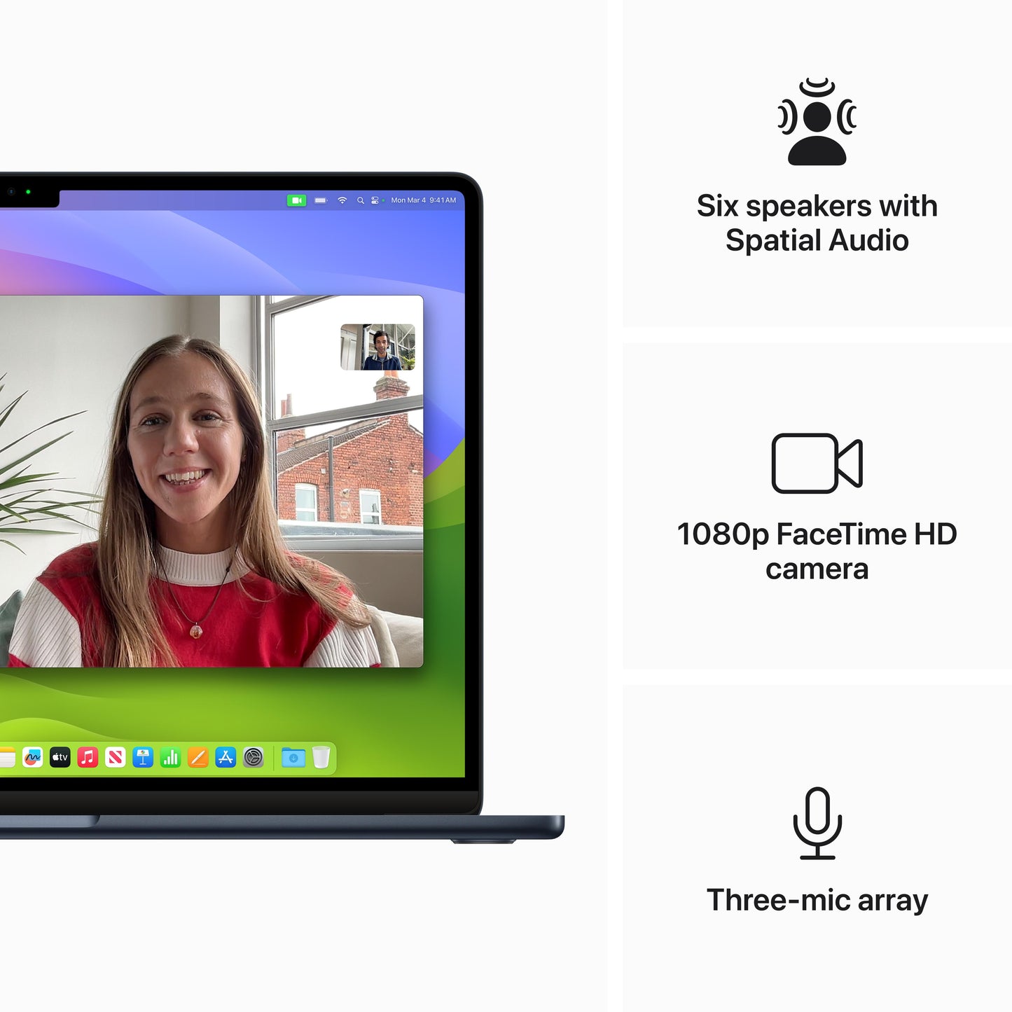 15-inch MacBook Air: Apple M3 chip with 8‑core CPU and 10‑core GPU, 256GB SSD - Midnight (Keyboard: English)
