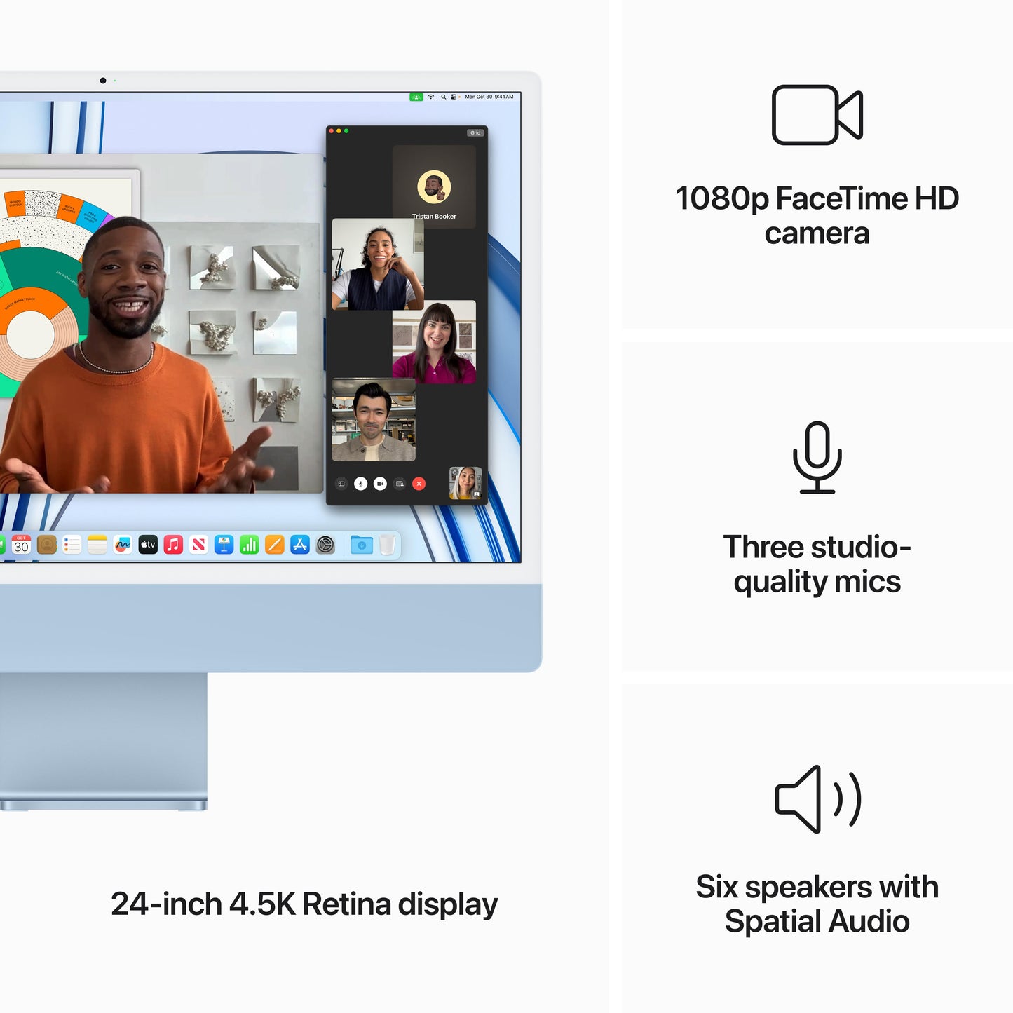 24-inch iMac with Retina 4.5K display: Apple M3 chip with 8‑core CPU and 10‑core GPU, 512GB SSD - Blue