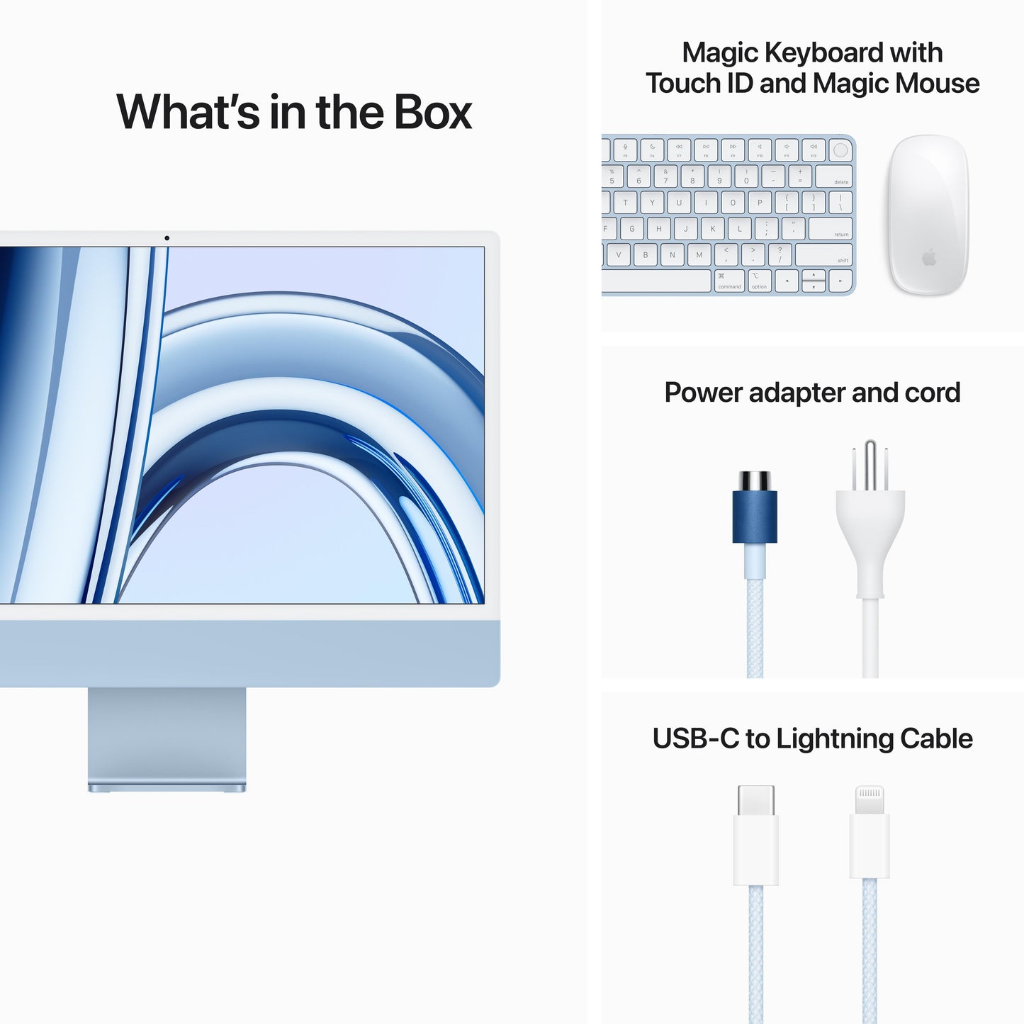 24-inch iMac with Retina 4.5K display: Apple M3 chip with 8‑core CPU and 10‑core GPU, 512GB SSD - Blue