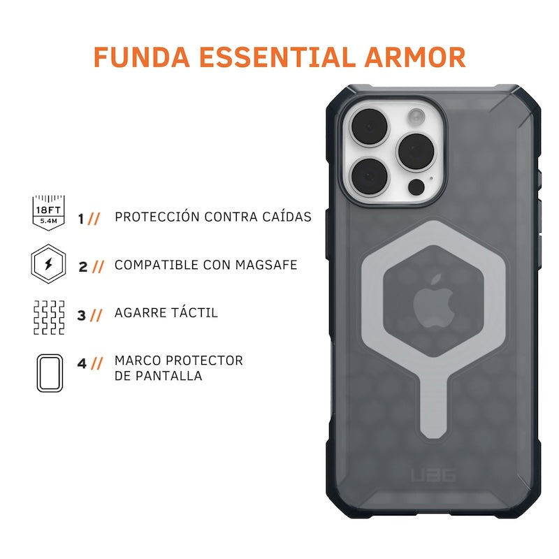 CASE UAG ESSENTIAL ARMOR IPH 16 PM GRY