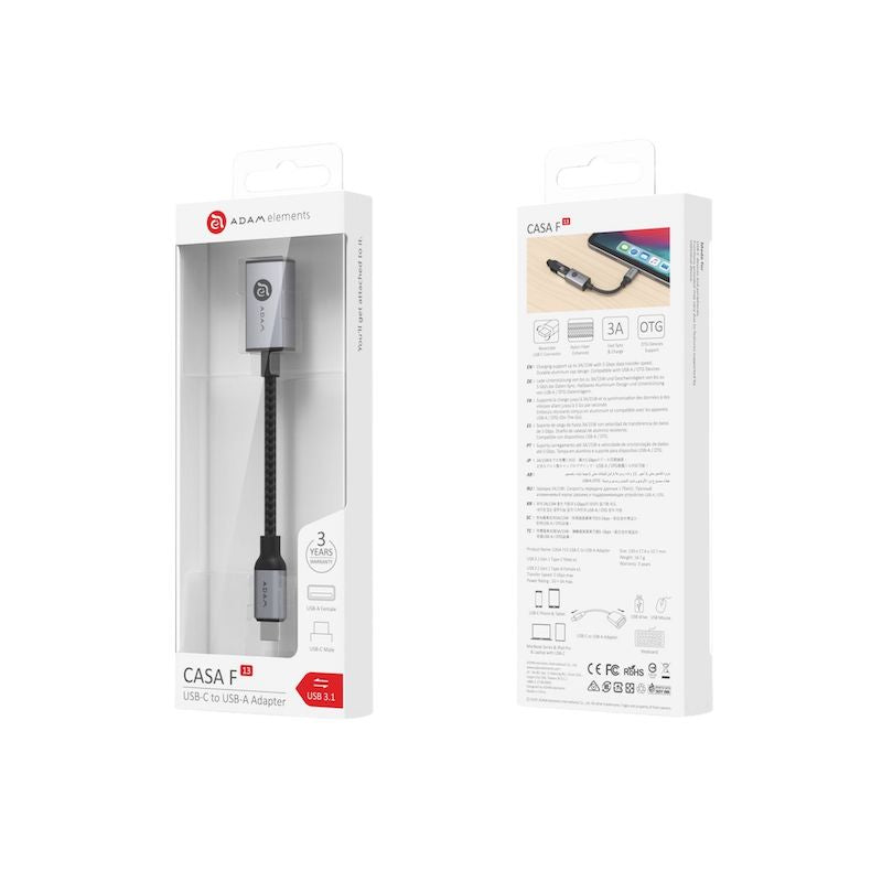 Adaptador Adam Elements CASA F13 USB-C a USB-A - Gris