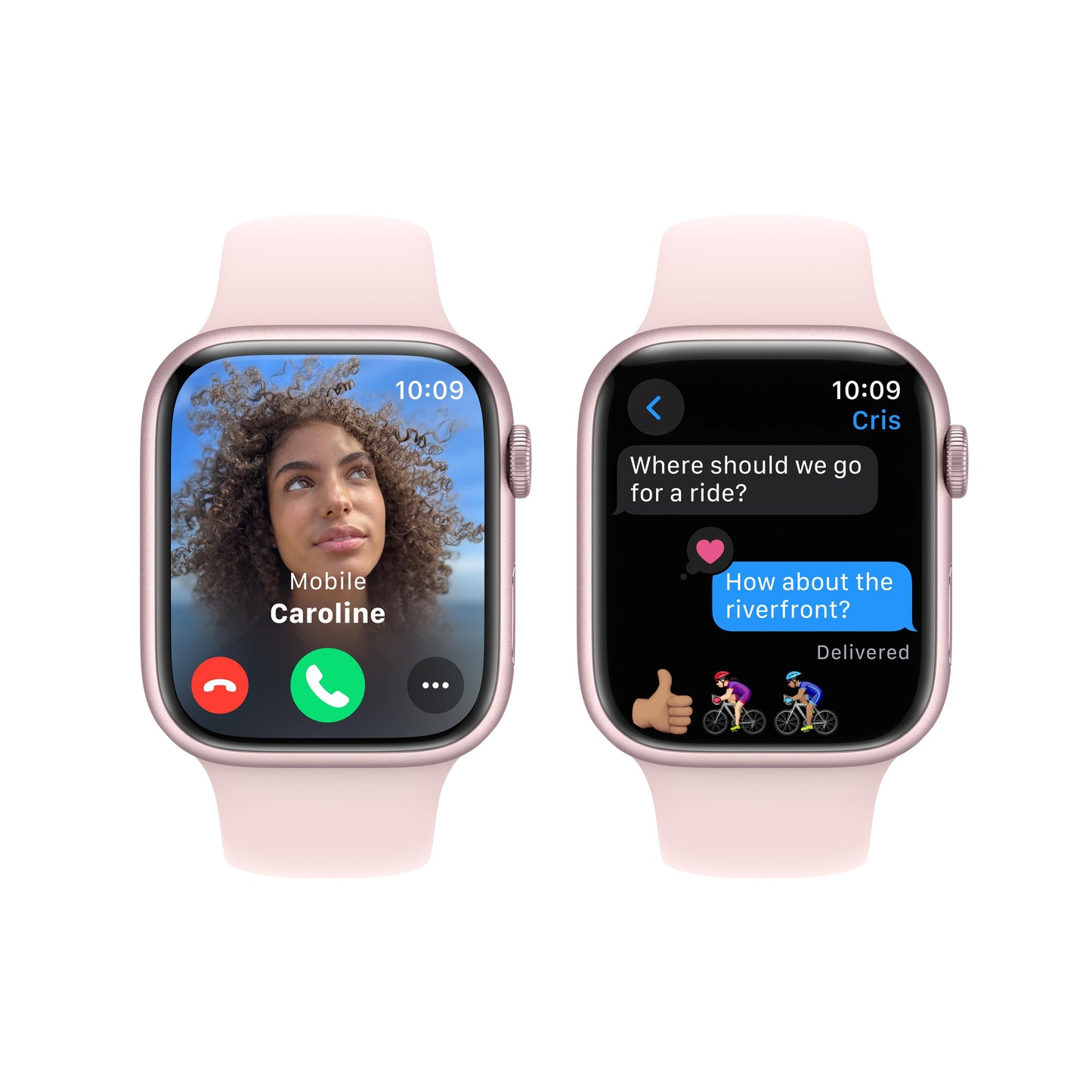 Apple Watch Series 9 GPS 45mm Pink Aluminum Case with Light Pink Sport Band - M/L