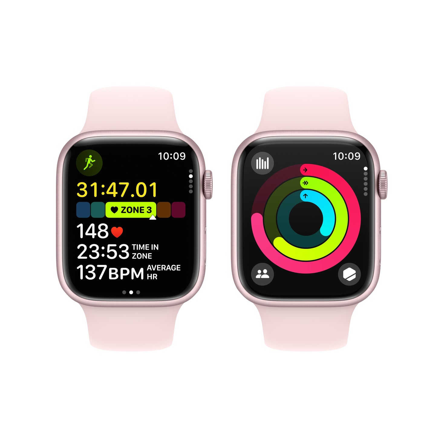 Apple Watch Series 9 GPS 45mm Pink Aluminum Case with Light Pink Sport Band - M/L
