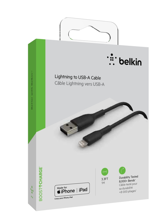 Cable Belkin USB-A a Lightning - 1M - Mixit - Negro