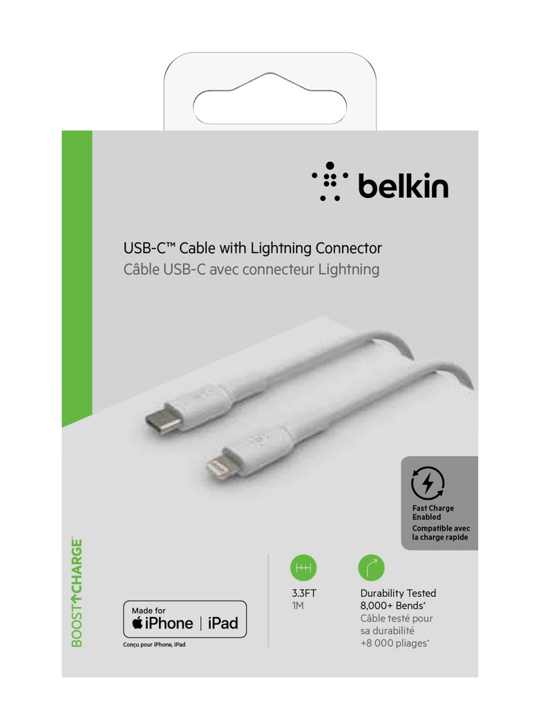 Cable Belkin USB-C a Lightning - 1M - Mixit - Blanco