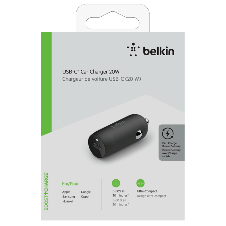 Cargador Carro Belkin 20w - USB-C PD - Negro