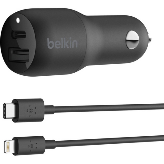 Cargador BELKIN BOOST Para Carro USB-C PD + USB-A de 32W - Negro