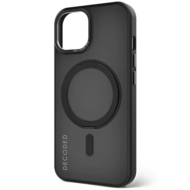 Case de soporte de lazo transparente de plastico reciclado para iPhone 15 -  Negro Esmerilado