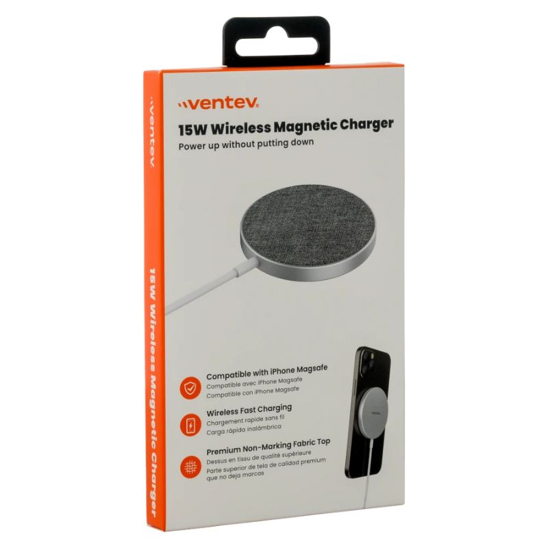 Cargador Magnético Inalámbrico con MagSafe VENTEV de 15W 1 Metro - Gris