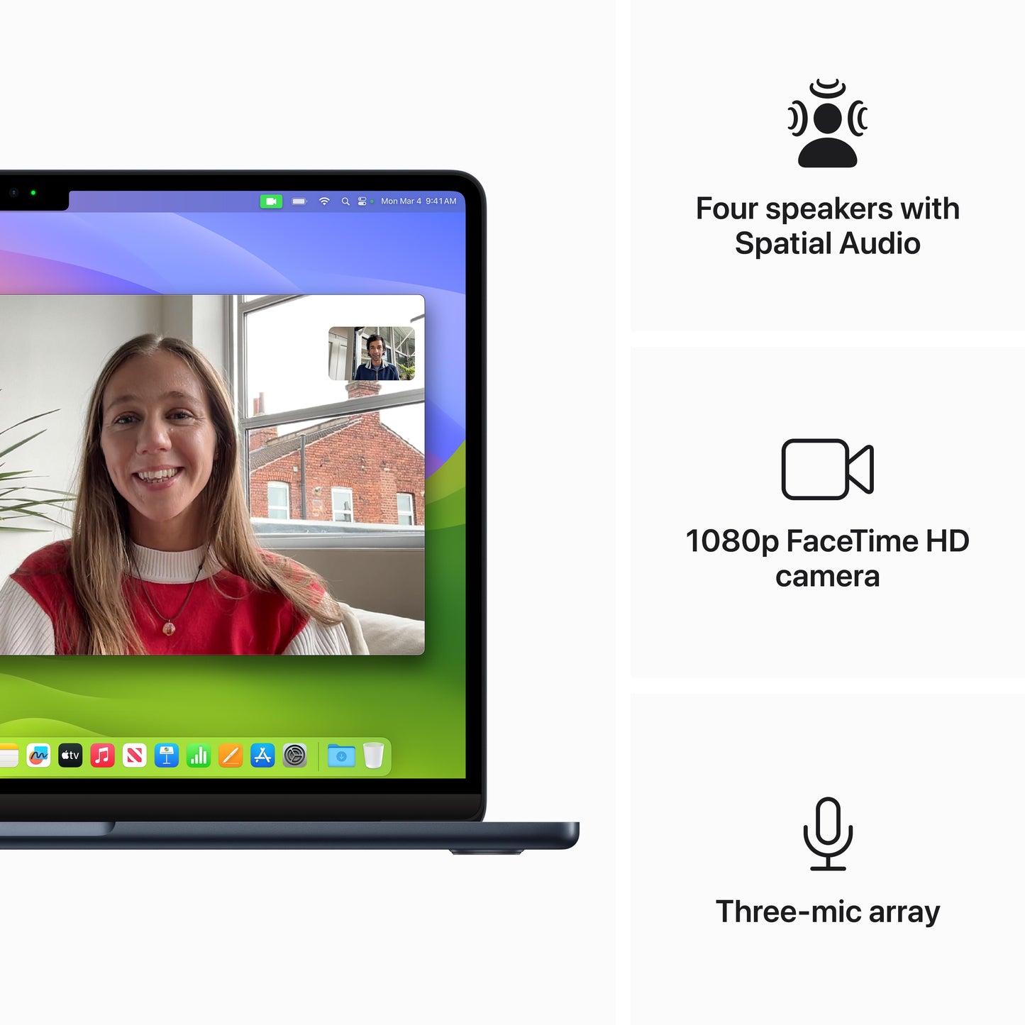 13-inch MacBook Air: Apple M3 chip with 8‑core CPU and 8‑core GPU, 256GB SSD - Midnight (Keyboard: English)