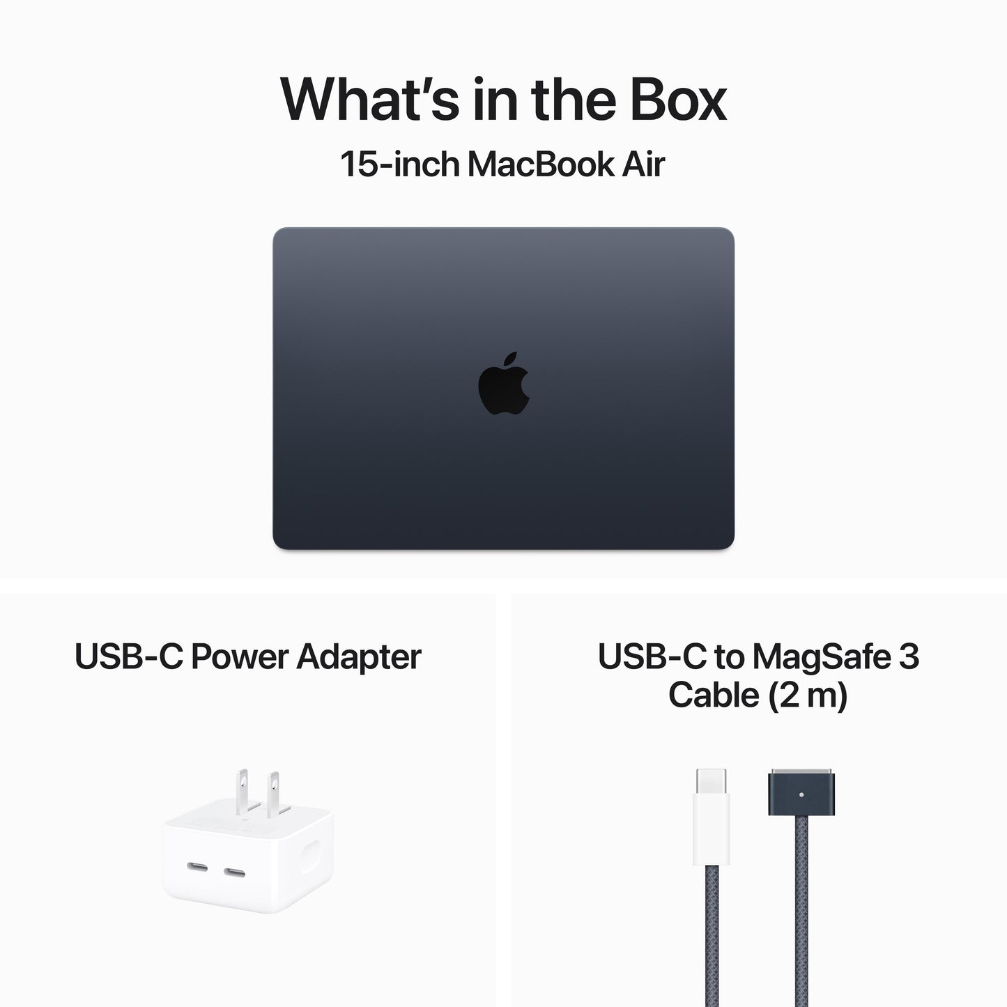 15-inch MacBook Air: Apple M3 chip with 8‑core CPU and 10‑core GPU, 256GB SSD - Midnight (Keyboard: English)