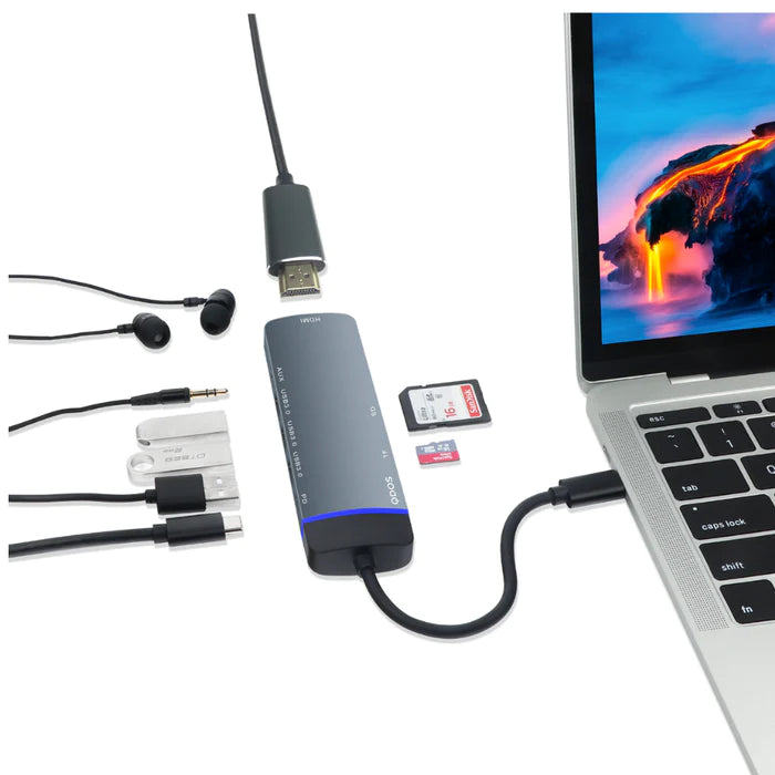 Multipuerto Hub QDOS Powerlink USB-C 8 en 1 - Gris