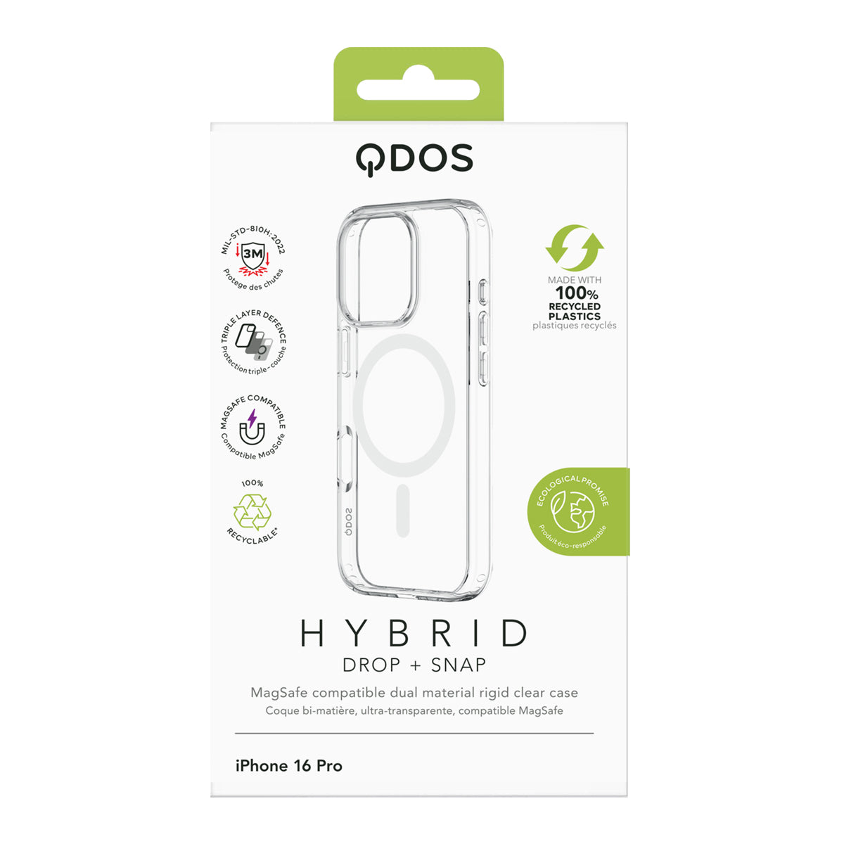 CASE QDOS HYBRID DROP MAGSAFE IPHONE 16 PRO CLEAR