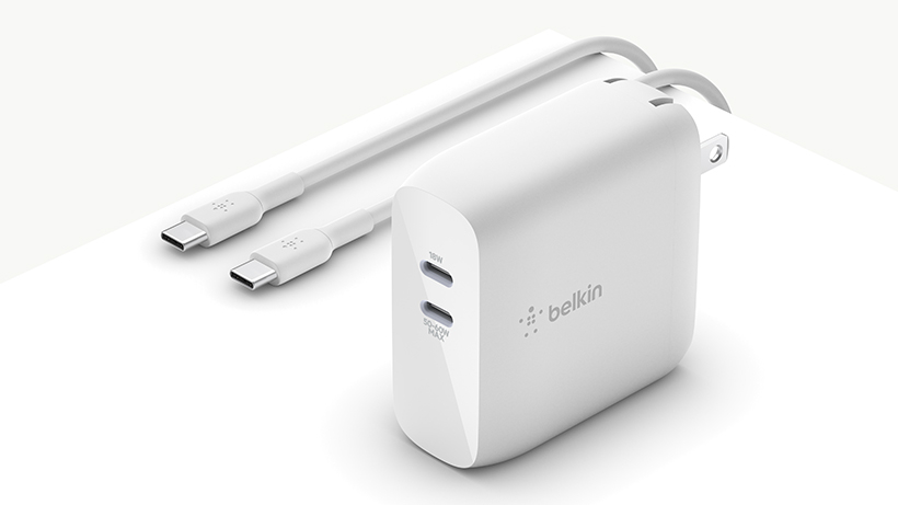 Cargador Belkin 68w - USB-C GAN PD 50w / USB-C GAN PD 18w - Blanco