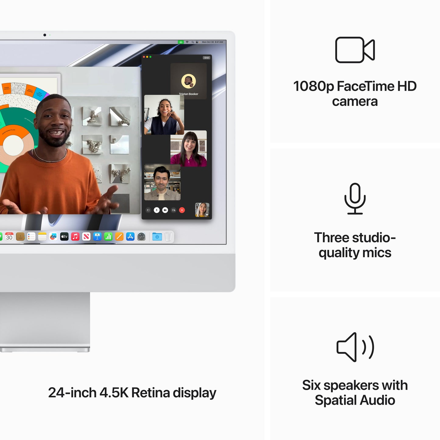 24-inch iMac with Retina 4.5K display: Apple M3 chip with 8‑core CPU and 8‑core GPU, 256GB SSD - Silver