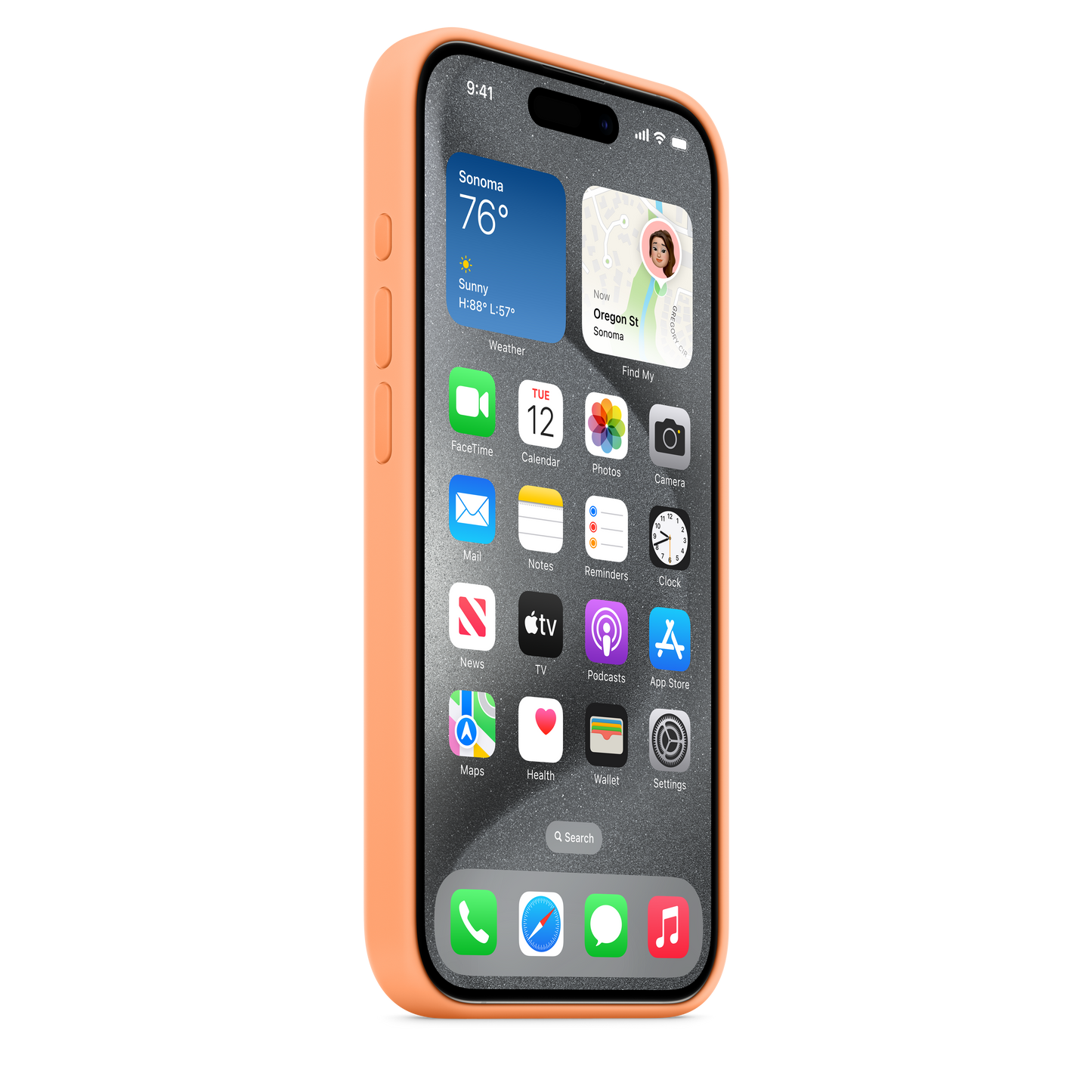 iPhone 15 Pro Silicone Case with MagSafe - Orange Sorbet