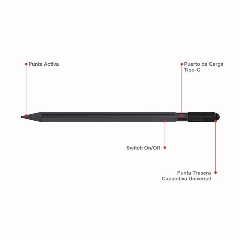 Lapiz ZAGG PRO STYLUS Para iPad de  10.2/PRO/AIR/MINI - Negro